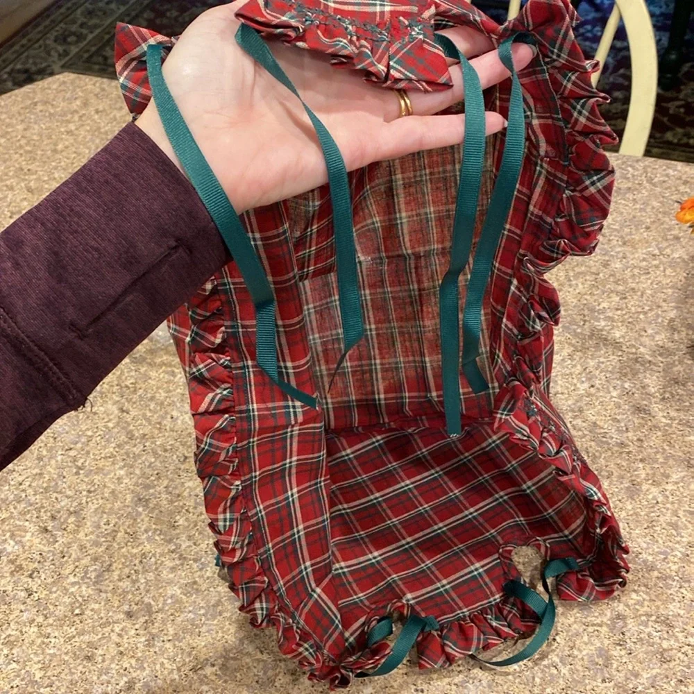 Longaberger Cake Plaid Tidings Fabric Basket Liner 20125 Ribbon (Liner Only)